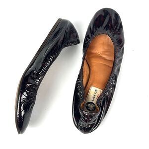 LANVIN Deep Burgundy Patent Leather Ballet Flats 38,5 US 7,5